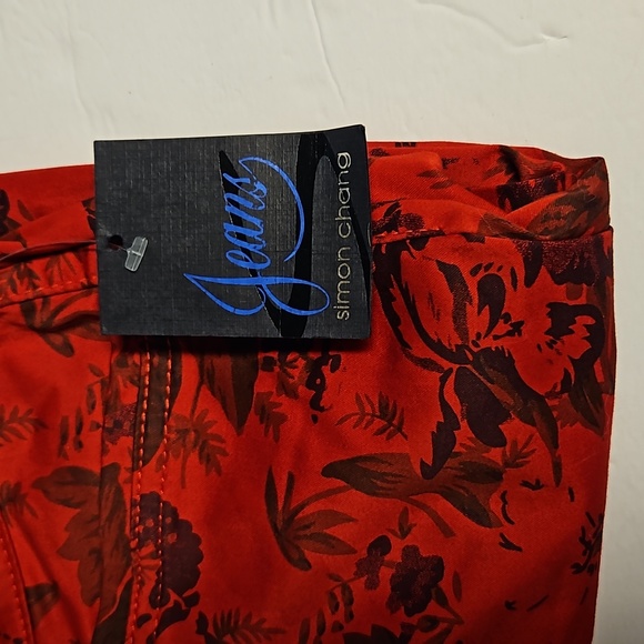 Simon Chang Floral Jeans BNWT SZ18 - Picture 2 of 12